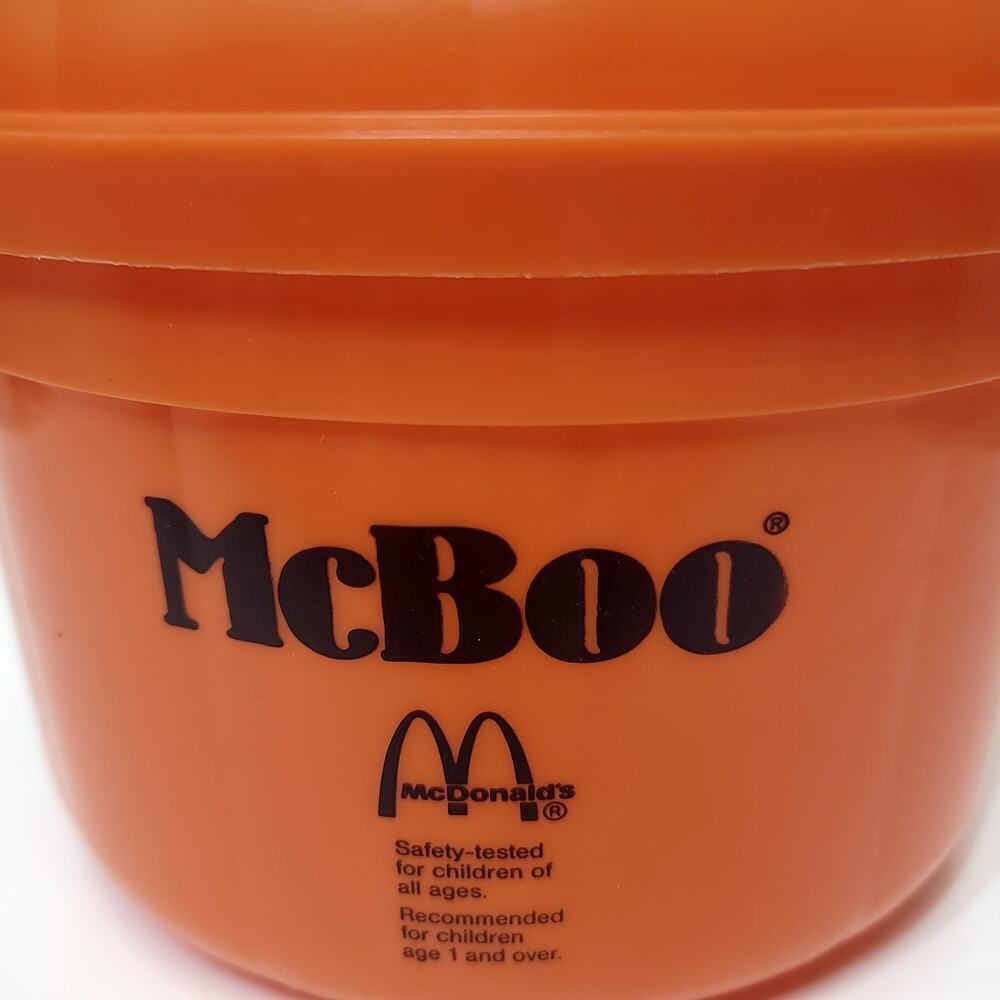 Vintage 1986 McDonald's McBoo Halloween Pumpkin Pail Bucket w/ Lid​ - Picture 10 of 13